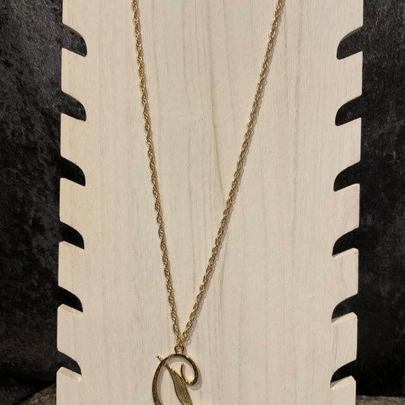 Vintage Gold Cursive Letter "D" with Gold Chain Necklace - Picture 4 of 5